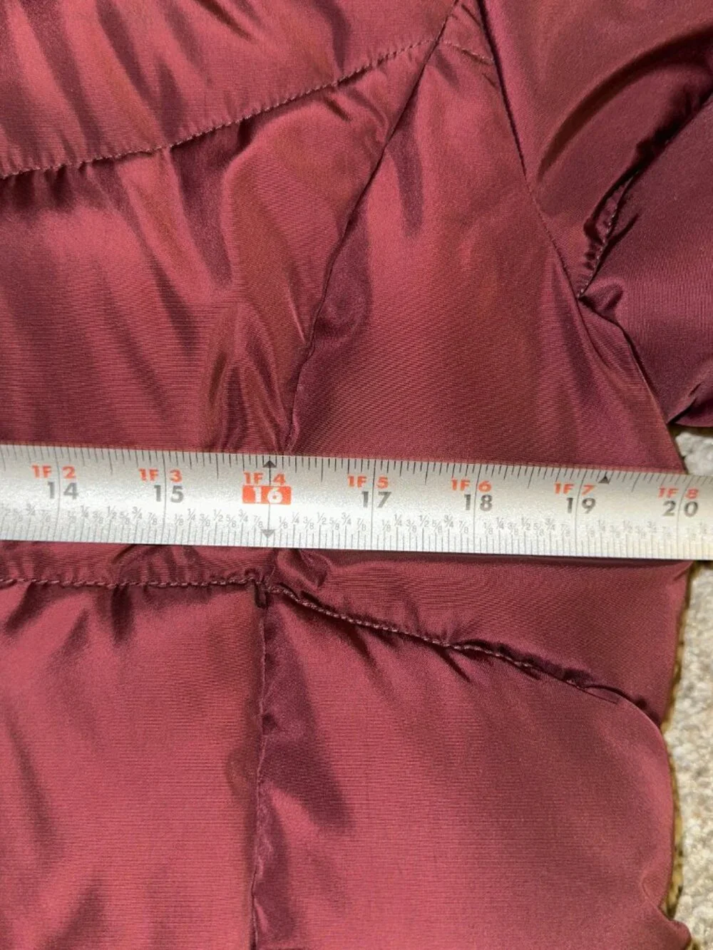 Guess Puffer Jacket Womens Large Red Removable Faux Fur Trim Hood Full Zip sz L